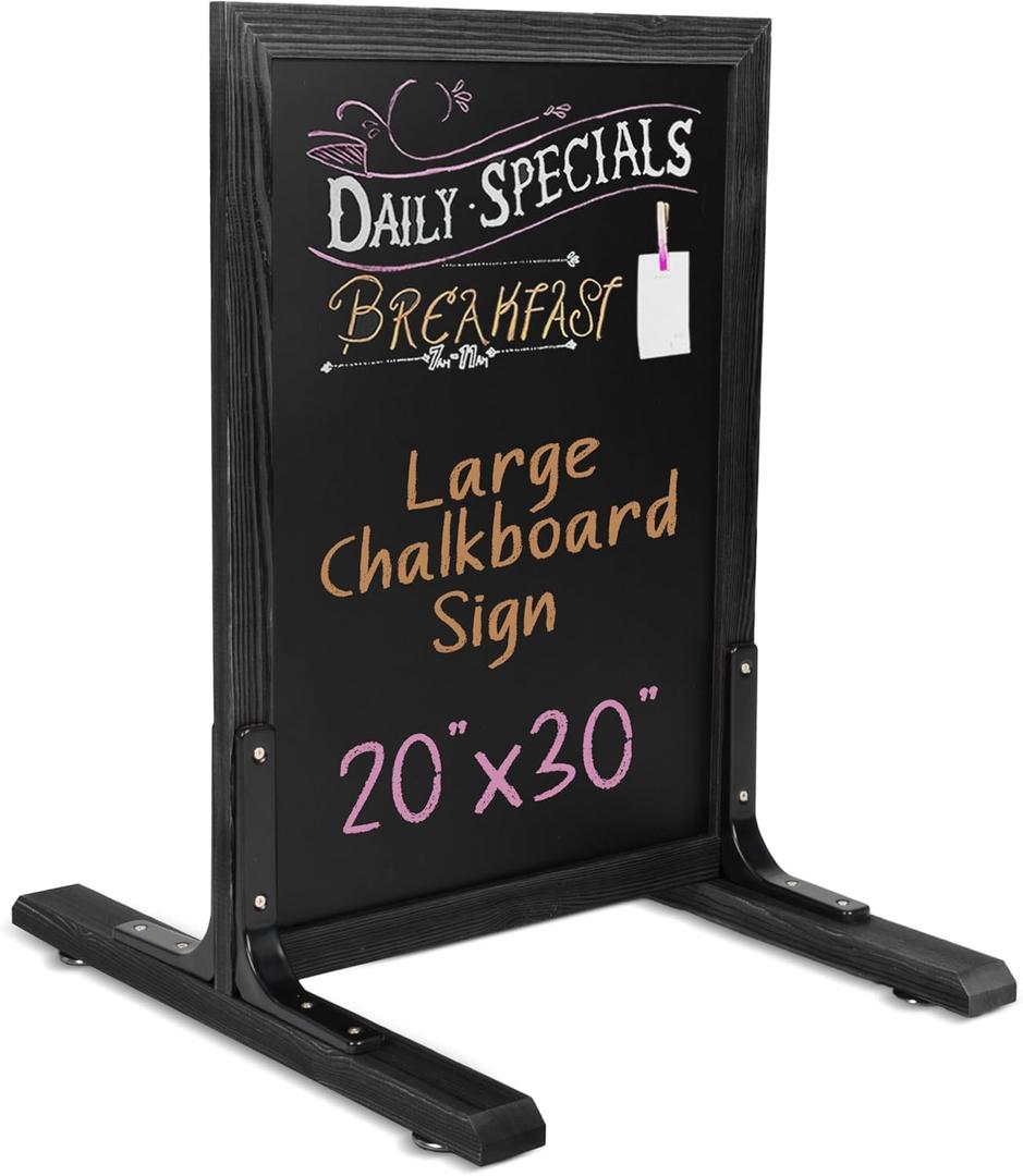 Ilyapa Large Chalkboard Sign - Free Standing Magnetic Sidewalk Sign - Outdoor Menu for Restaurant, Food Truck, Party, or Wedding - 30x20 Inch - Black