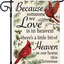 Artscope Winter Cardinal Red Birds Christmas Garden Flag 12x18 Inch Double Sided, Because Someone We Love Seasonal Outdoor Xmas Flag for Yard Farmhouse Holiday Decoration (Beige)