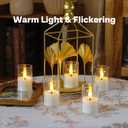 Yeelida 8pcs Battery Operated 1.7" x2.5" Clear Acrylic Remote LED Tea Lights, Flameless 2/4/6/8h Timer Fake Ivory Bulk Votive Candles with Batteries, Flickering Warm Light Pure Plastic Tealights