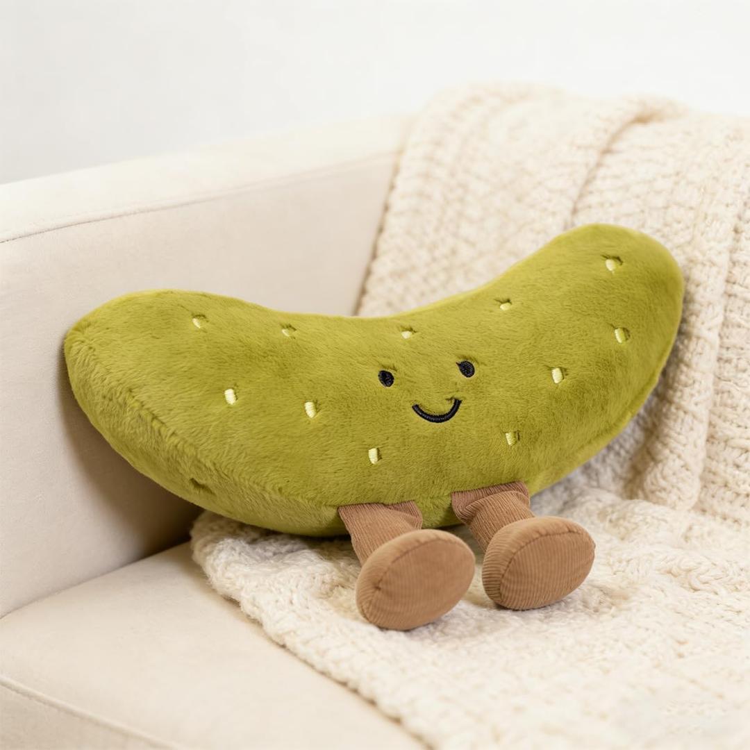 Pickle Plush Pillow, 10" Funny Food Plushies, Soft Pickle Stuffed Animal Kawaii Birthday Gifts for Teen Boys
