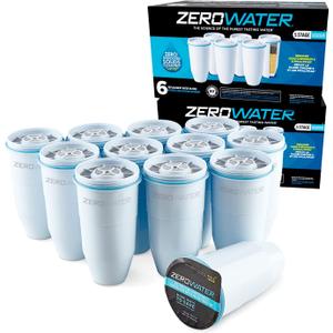 ZeroWater Official Replacement Filter - 5-Stage 0 TDS Filter Replacement - System IAPMO Certified to Reduce Lead, Chromium, and PFOA/PFOS, 12-Pack