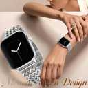Metal Band Compatible with Apple Watch Bands for Women 40mm 41mm 42mm 38mm 44mm 45mm 46mm 49mm, Dressy Stainless Steel Link Bracelet, Designer Strap for iWatch Series 11/SE/10/9/8/7/6/5/4/3/2/1/Ultra