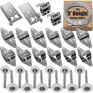 Luxbaro Garage Door Hinges and Rollers for 8' Height Garage Doors, Garage Door Hardware Kit Include Hinges, Rollers, Top Bracket, Wire Rope