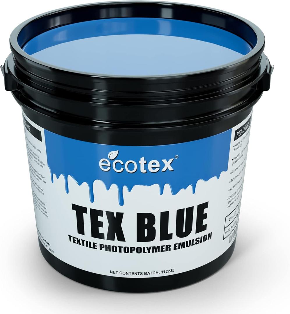 Ecotex Tex-Blue Screen Printing Emulsion (Quart - 32oz.) Pre-Sensitized Photo Emulsion for Silk Screens and Fabric - For Screen Printing Plastisol Inks, Pure Photopolymer Screen Printing Supplies