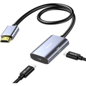 8K@30Hz HDMI 2.1 to USB-C Adapter, 4K@144Hz, 0.5m Graphene Cable with PD 65W Charging,HDMI Male to Type-C Female for USBC Monitor, Laptop, PS5, Xbox