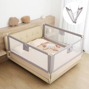 Bed Rail for Toddlers, Foldable Bed Rails Quick Assembly, Height Adjustable Bed Rail Guard with Steady U-Shape Base for Toddlers, Baby, Kids (2 Sides 78.7"+1 Side 74.8'')