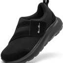 SILENTCARE Diabetic Shoes for Men Wide Toe Box Slip-on Shoes for Swollen Feet Adjustable Walking Shoes for Elderly Foot Pain Relief Neuropathy (12 WIde, Black)