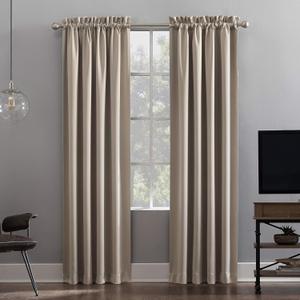 Sun Zero Oslo Theater Grade Extreme Total Blackout Rod Pocket Curtain Panel, 52" x 84", Stone