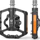 Mountain Bike Pedals with Reflector- Dual Function Plat & Clipless Pedals, Bicycle Pedal 9/16Compatible with SPD - 3 Sealed Bearings Bicycle Platform Mountain Pedals (Black)