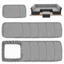Sqodok Outdoor Cushion Covers 14Pcs Patio Cushion Slipcovers, Replacement Waterproof for 6-Seaters Sofa, Outdoor Furniture Cushion Slipcovers Set Seat and Back, Covers Only, Dark Red (25"Lx25"Wx4"H)