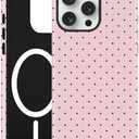 Jusy Compatible with MagSafe Polka Dot Case for iPhone 16 Pro Max, Cute Aesthetic Polka Dots Magnetic Phone Case, Soft TPU and Hard PC Protective Phone Cover for Women Girls（Matte） - Pink