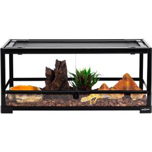 REPTI ZOO Glass Reptile Terrarium 20 Gallon, Front Opening Reptiles Tank 30" x 12"x 12" for Reptile Pets Gecko Lizard Snake, Top Screen Ventilation Escape Proof Lid