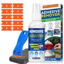 Adhesive Remover, 4.06 Oz Sticker Remover for Cars, Windows, Floor, Glue Remover with Plastic Razor Blade Scraper – Rapidly Removes Labels, Stickers, Glue, Tape, Gum, Wax (Blue)