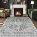 Season wind Boho Vintage Washable Area Rugs 5×7 Traditional Grey Large Carpet for Living Room Bedroom Dining Room Farmhouse Non-Slip
