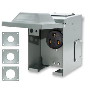 50 Amp 6-50R Outlet Box 250 Volt, Enclosed Lockable Weatherproof Outdoor Electrical NEMA 6-50R Receptacle Panel Heavy Duty Box Pre-Drilled, For Welder EV RV Electric Car Generator, ETL Listed 