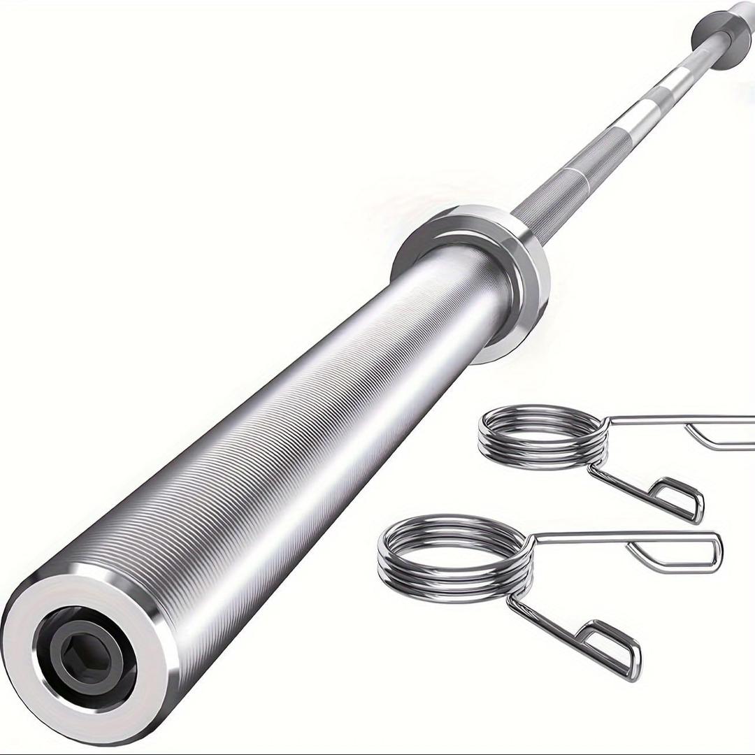 7ft Olympic Barbell for Strength and Weightlifting Training - 2 Inch Diameter Olympic Bar for Squat, Deadlift, Curl, Bench Press, Overhead Press - 700lbs Capacity with 2 Collars, Chrome