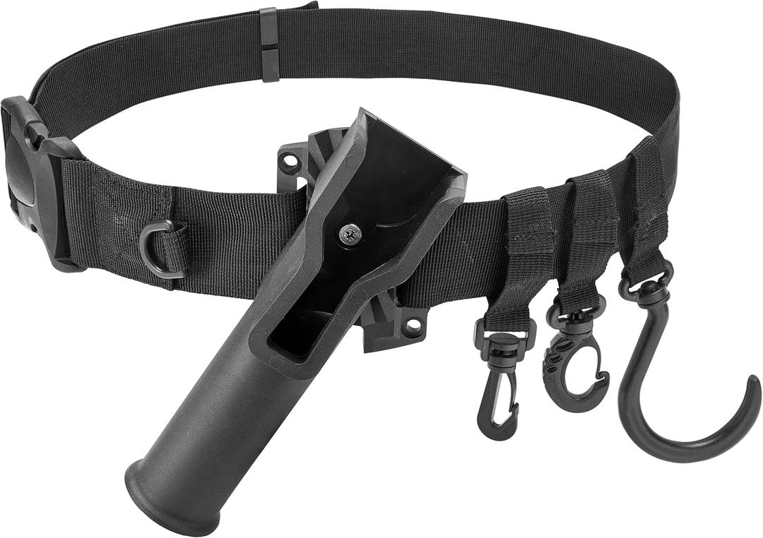 Fishing Rod Holder Belt Kit - Premium 3rd Hand Rod Holder Adjustable 24 Angle Fly/ Wading Fishing Belt Clip for Pole Holster, Pliers & Stringer