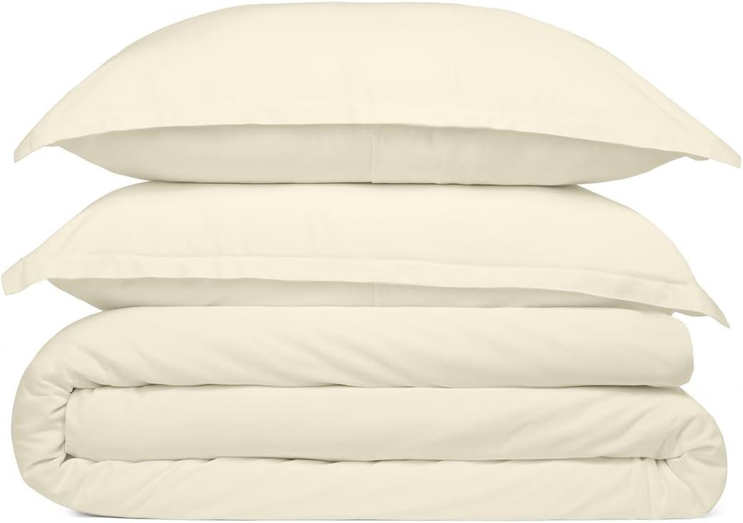 Cosy House Collection 100% Rayon Derived from Bamboo Duvet Cover Set - Cooling, Breathable, Soft & Smooth Weave Set with Shams (King/Cal King, Cream)
