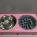 Jovrun Elevated Dog Bowls for Medium Large Size Dogs, Non-Slip Dog Feeder with 1*Stainless Steel Dishes & 1*Slow Feeder Bowl, 5 Heights Adjustable Raised Bowls to 3.15″-8.66″-9.84″-11.02″-12.2″