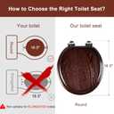 Angel Shield Toilet Seat Round Wood with Slow Close,Easy Clean,Quick-Release Hinges (Round,Dark Walnut)