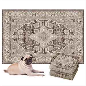Lovewag Washable Pee Pads for Dogs - Decorative 36x48 Waterproof Dog Potty Pads - Non-Slip, Super Absorbent, Machine Washable - Stylish Floor Cover for Senior Dogs & Puppies - 2 Pack (Caramel Crme)
