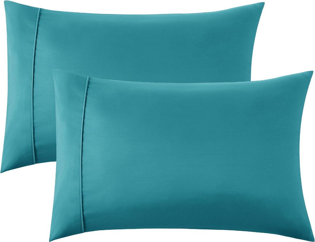 Bedsure King Size Pillow Cases Set of 2 - Teal Polyester Microfiber Pillowcases 2 Pack, Super Soft Pillow Case Cover with Envelop Closure, 20x36 Inches (King (20" x 36"), 08 - Teal)
