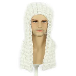 karlery Men Women Long Curly White Big Wig Judge Colonial Funny Wig for Halloween Costume Cosplay Party