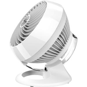 Vornado 460 Small Desk Fan with 3 Speed Settings, Adjustable Tilt Chrome Glide Bar, for Bedroom, Office, Home, Air Circulation up to 70 Feet, Quiet Table Fan, White