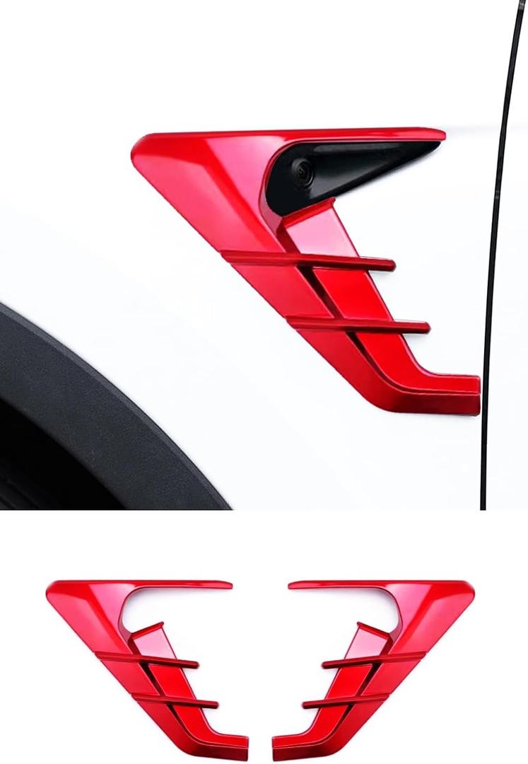 YHCDSEA for 2024 2025 2026 Tesla Model Y Juniper HW4.0 Side Camera Indicator Protection Cover Decoration Accessories fit for Tesla Model Y with HW4.0 (Red)
