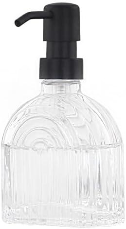 OCTMUSTARD Glass Kitchen Soap Dispenser Bathroom, 9 Oz, Refillable Liquid Modern Soap Dispenser for Hand Soap, Lotion Dispensers Bottle - Home, Commercial Countertop Decor. (Clear)