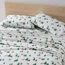 Eddie Bauer - Flannel Sheets Queen Size, Anti-Pilling & Wrinkle Resistant Cotton, Touchably Soft for All-Season Comfort - Bed Sheets with Matching Pillowcases & Fitted Sheet (Deer Hollow Green)