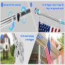 Anovo Flag Pole Kit- Stainless Steel 6 FT Flag Poles with1 Inch Metal 360 Rotating Flag Pole Rings Clip, Two-Position Flag Pole Holder Brackets Mounting for Outside House Outdoor Porch (6 FT-Sliver)