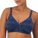 Bali Women's Wireless Lace Bra, Double Support Lace Bras for Women, Stay-in-Place Straps, Full Coverage, Comfortable (40B, In the Navy)