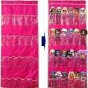 Hanging Over Door Toy Storage Organizer (24 Pockets), Compatible with Lol Omg Dolls Barbie Dolls Surprise Doll (Toys Not Included), Deeppink (57.5''x22'')