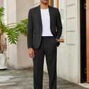 COOFANDY Men Suits 2 Piece Slim Fit Two Button Casual Blazer Wedding Bussiness Suit Separates Black, Size 48/42