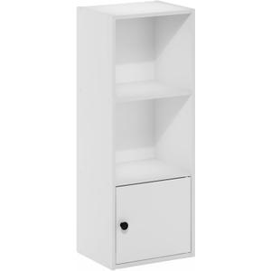Furinno Luder Shelf Bookcase with 1 Door Storage Cabinet, White