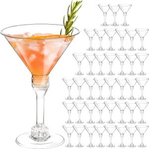 CALBODE 40 Pack Plastic Martini Glasses 5 Oz Disposable Cocktail Glasses, Tall Mini Martini Cups, Plastic Margarita Glasses Perfect for Spring Party Birthday Wedding Easter and All Events, Small