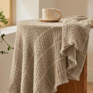 Bedsure Coffee Throw Blankets for Couch - Decorative Woven Throw Gifts with Tassels, Soft and Lightweight Farmhouse Blankets for Couch and Sofa, 50x60 Inches