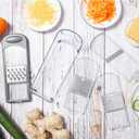 LHS Mandoline Slicer, 4 Sharp Stainless Steel Blades with Food Storage Container  Kitchen Tools for Cheese, Chocolate, Vegetables& Fruits - Dishwasher Safe (grey) (Gray)