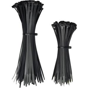Zip Ties Assorted Size 200 Pack 8+12 Inch,75 LBS Tensile Strength Heavy Duty Cable Ties, Self-Locking Wire Ties Plastic Black Zipties for Indoor Outdoor Use