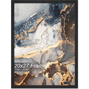 Fxojyvo Engineered Wood 20x27 Frame, Black Picture Frame for 20 x 27 Inch Poster Puzzle Photo, Light Weight 20 by 27 Poster Frame with Wood-grain for Wall - 1 Pack/Black/20 x27