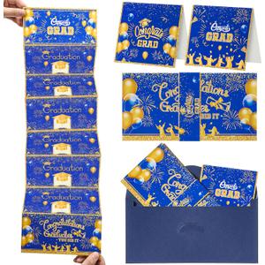 2 x Tenceur 2026 Graduation Money Holder with Envelope and Greeting Card Graduation Money Holder Gift for College High School Party Decoration Class of 2026 (Blue,Simple)
