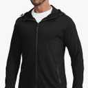 Men's UPF 50+ Light Jacket Full Zip Sun Protection Hoodie Long Sleeve Sun Shirts for Men Hiking Fishing Zip Pockets L