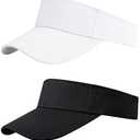 Cooraby Sports Sun Visor Hats Adjustable Sun Visor Caps for Women and Men Black, White