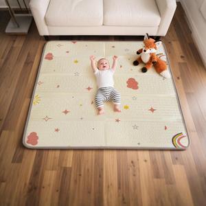 Mallify Baby Play Mat, 50''x50'' Foldable Foam Playmat for Floor, Reversible Activity Play Mat for Playpen, Edge Reinforcement Waterproof Crawling PlayMats for Babies, Infants and Toddlers