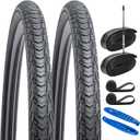 YUNSCM 2-PCS 700C Bike Tires 700x32C/32-622 and 700C Heavy Duty Bike Tubes Presta Valve Compatible with 700x30C 700x31C 700x32C 700x33C 700x34C Bike Bicycle Tires and Tubes (Black)