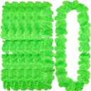 24 Counts Hawaiian Leis Necklace Tropical Flower Lei Floral Luau Party Decorations Hawaiian Flower Luau Necklaces Hula Dance Garland Headbands for Beach Birthday Wedding Party(Green)