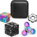 Fidget Toys Set for Adults, Sensory Pack with Fidget Chain, Infinity Cube, Fidget Spinner Cube, Magnet Rollers, Metal Rainbow Spinner, Stress Relief Desk Gadget for Office, Birthday Gift Set