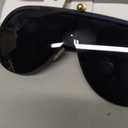 LYZOIT Rimless Oversized Square Sunglasses for Women Men Flat Top Shield Frameless Sun Glasses (Black | Polarized Lenses)