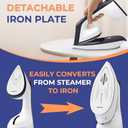 Steamer for Clothes, 1600W 2-in-1 Steamer & Iron with Large Ceramic Plate, Powerful Turbo Steam, Smart Temperature Control, Auto-Off, Wrinkle Remover for All Fabrics (white)